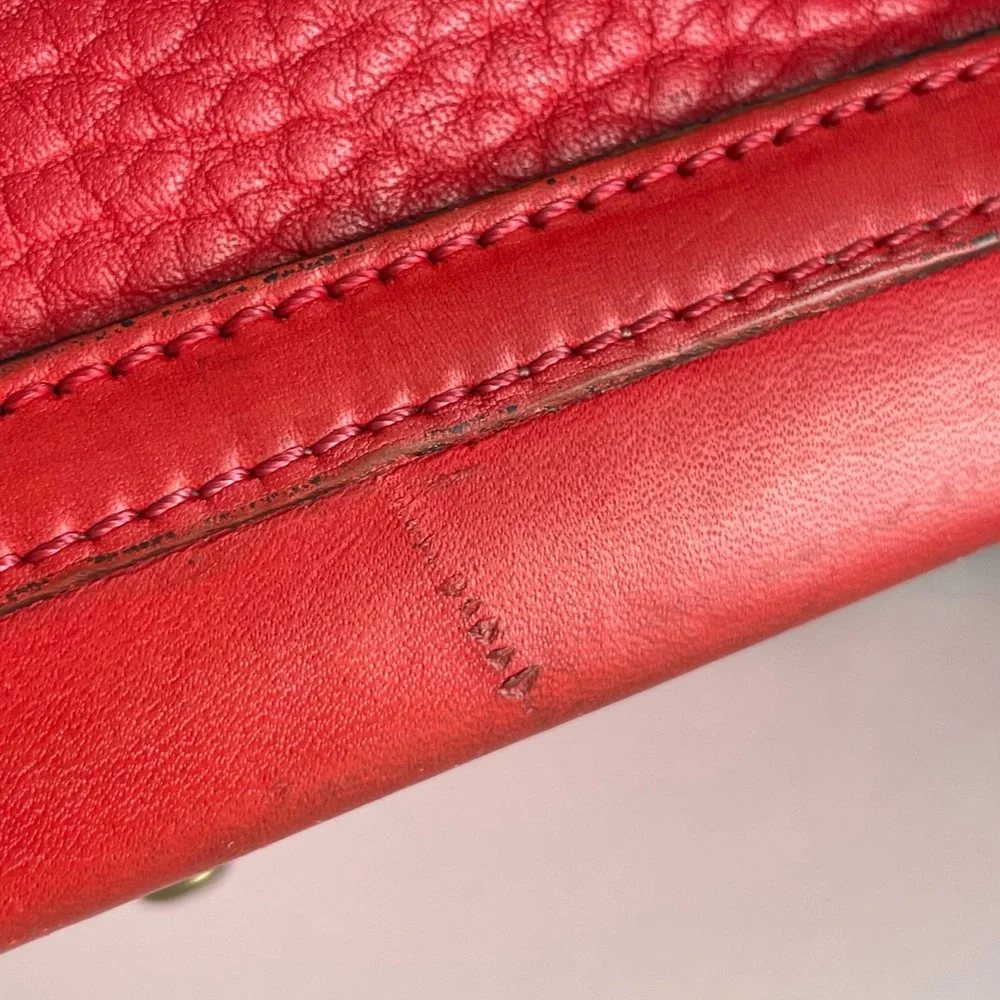 Dooney and Bourke Red Leather Norfolk Case Dome Satchel Bag R04 - Picture 8 of 16